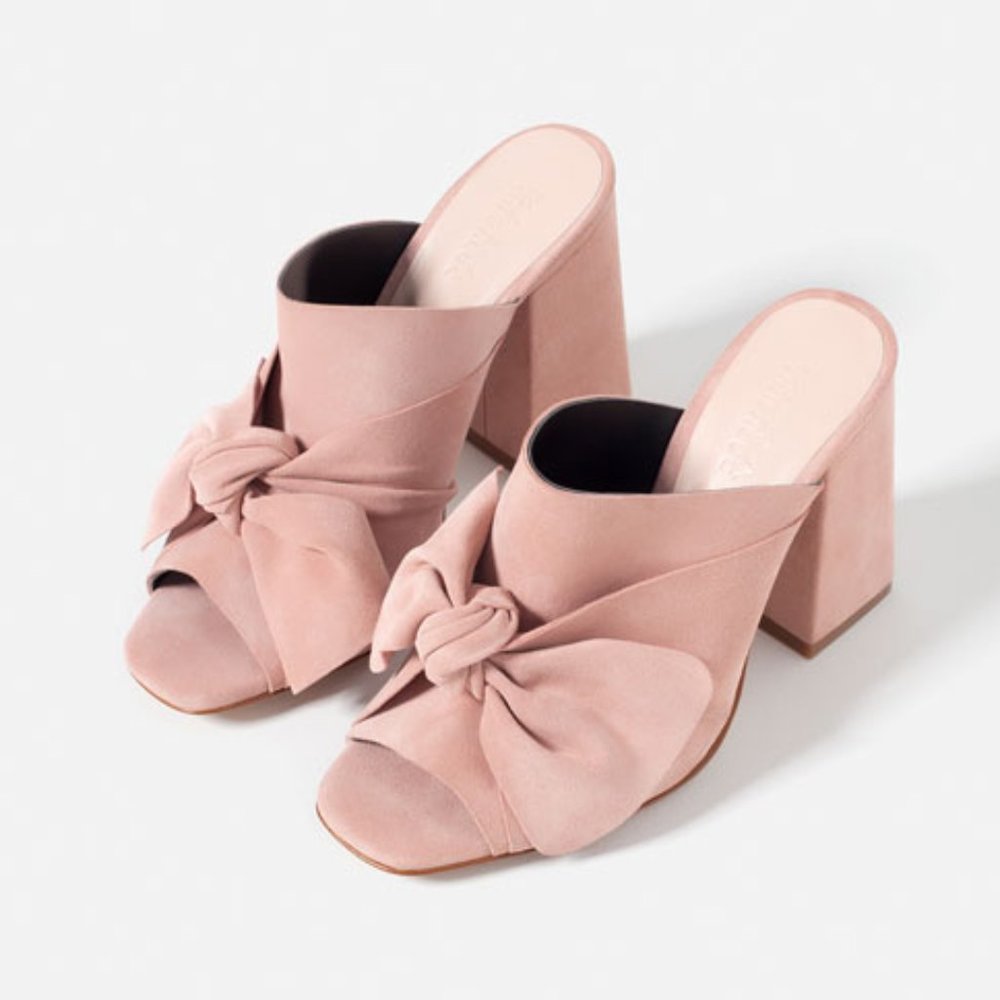 RARE Zara Pink Bow Mules